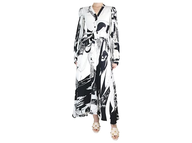 Loewe Black and white all-over printed dress - size UK 8 Viscose  ref.1309162