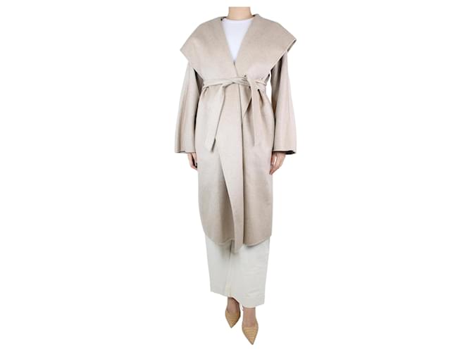 Max Mara Neutral cashmere hooded coat - size UK 12  ref.1309168
