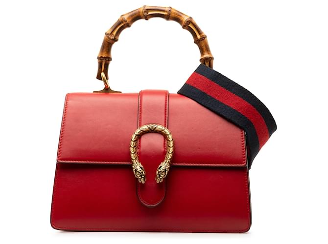Bolso satchel rojo mediano de bambú Dionysus Web de Gucci Roja Cuero Becerro  ref.1309180