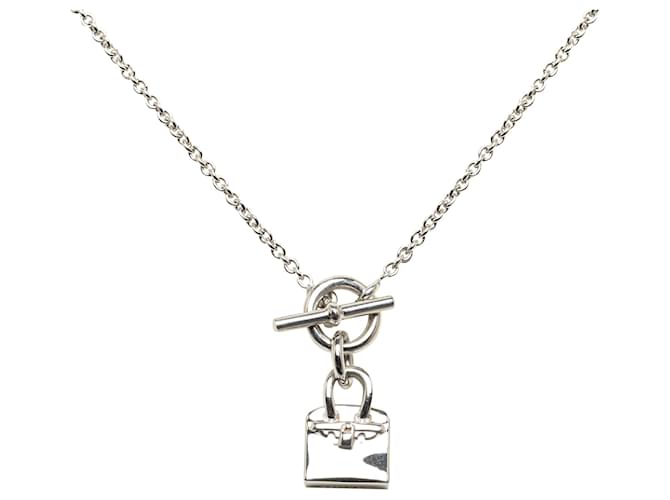 Hermès Silver Amulettes Birkin Pendant Necklace Silvery Metal  ref.1309191