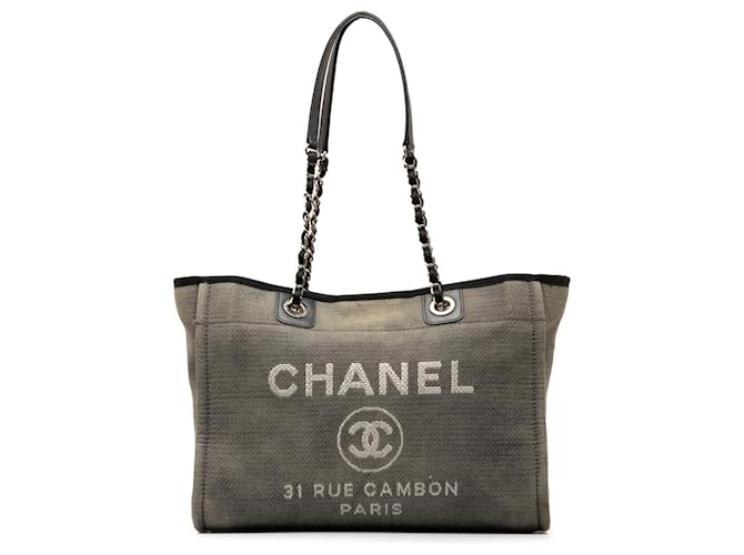 Borsa Deauville piccola in tela grigia Chanel Grigio Panno  ref.1309209