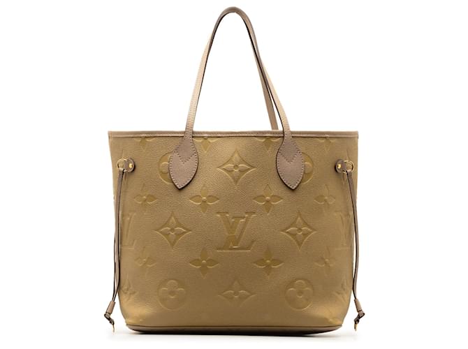 Louis Vuitton Brown Monogram Empreinte Neverfull MM Taupe Leather  ref.1309225