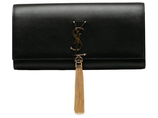 Saint Laurent Black Monogram Kate Tassel Clutch Bag Leather Pony style calfskin ref.1309226 Joli Closet