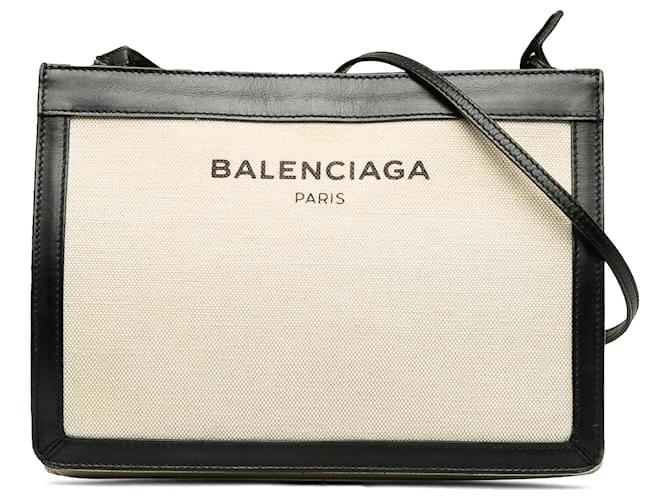 Balenciaga - Pochette-Umhängetasche in Braun und Marine Beige Leinwand Tuch  ref.1309232