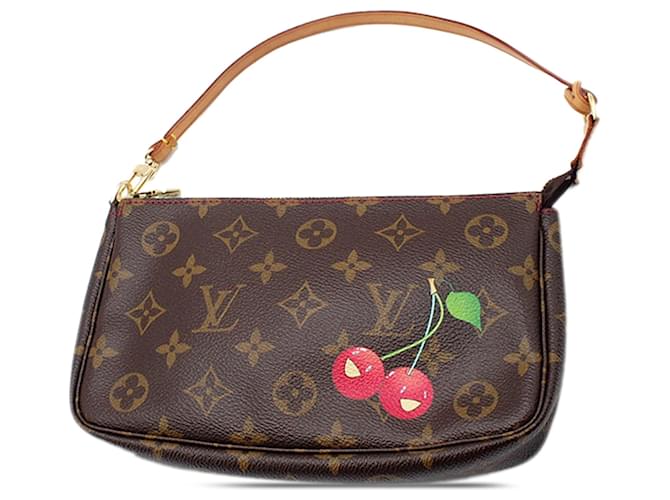 Louis Vuitton Brown x Takashi Murakami  Monogram Cherry Pochette Accessoires Leather Cloth  ref.1309239