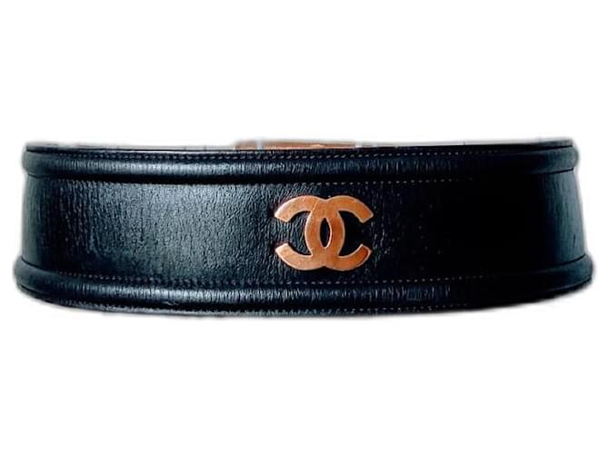 Cintura in pelle Chanel Nero Gold hardware  ref.1309271
