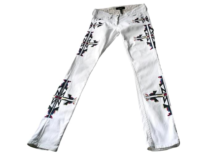 ISABEL MARANT Jeans NAVARO bianchi BUONE CONDIZIONI T36 Bianco Cotone  ref.1309325
