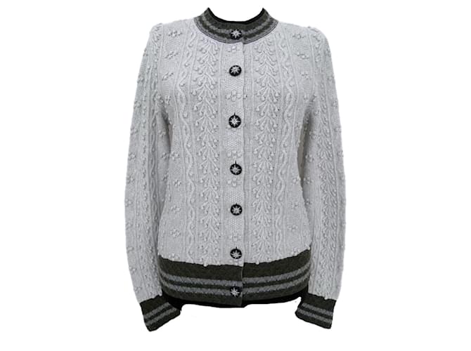 Chanel 5K$ CC Edelweiss Buttons Cashmere Jacket Grey  ref.1309374