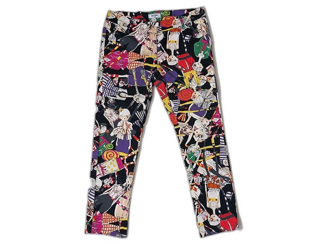 Pantalones Moschino de los años 2000 Negro Multicolor