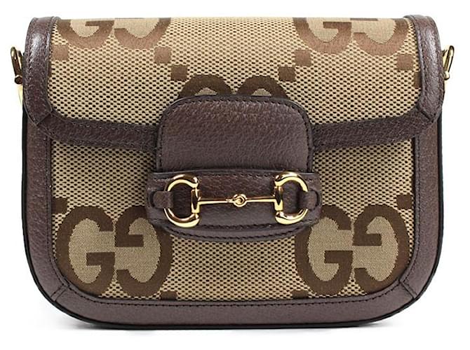 Gucci Handbags Brown Leather Cloth  ref.1309453
