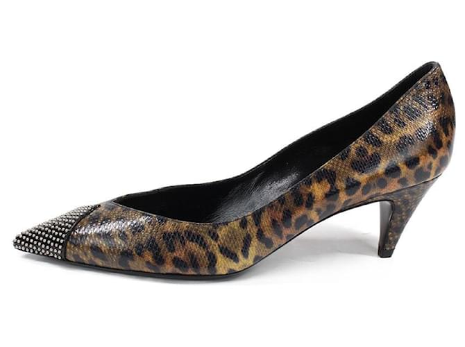 Saint Laurent Heels Leopard print Leather  ref.1309462