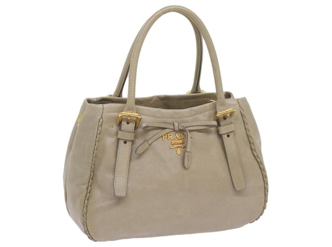 PRADA Hand Bag Leather Beige Auth ac2810  ref.1309572