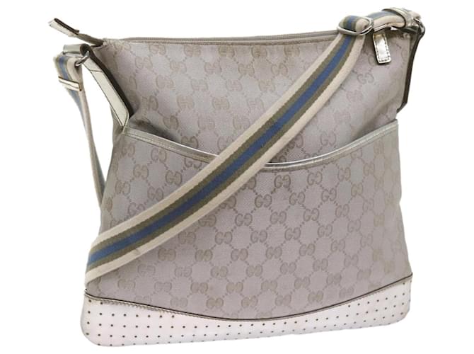 GUCCI GG implementation Sherry Line Shoulder Bag Silver Gray 145857 auth 68676 Silvery Grey  ref.1309582