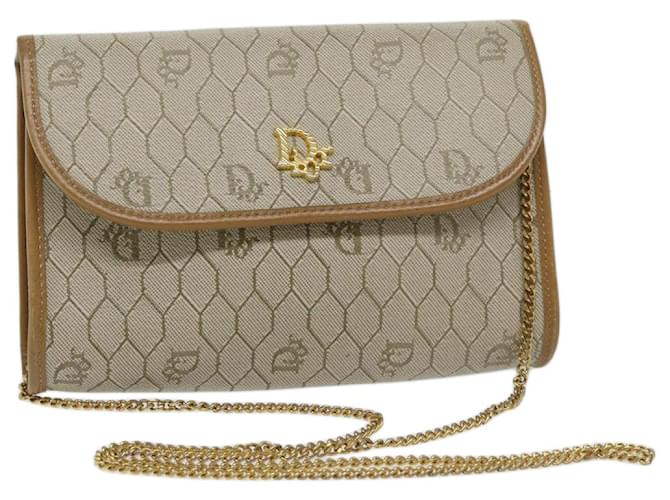 Christian Dior Honeycomb Canvas Chain Shoulder Bag PVC Beige Auth am5929  ref.1309598