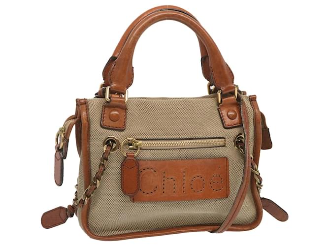 Chloé Chloe Harley Shoulder Bag Canvas Leather Beige Brown Auth 67671 Cloth  ref.1309607