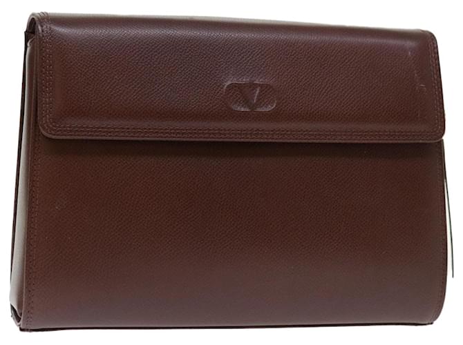 VALENTINO Clutch Bag Leather Brown Auth ar11516  ref.1309609