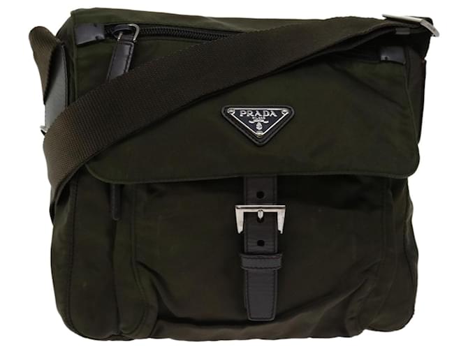 PRADA Shoulder Bag Nylon Khaki Auth ac2817  ref.1309622