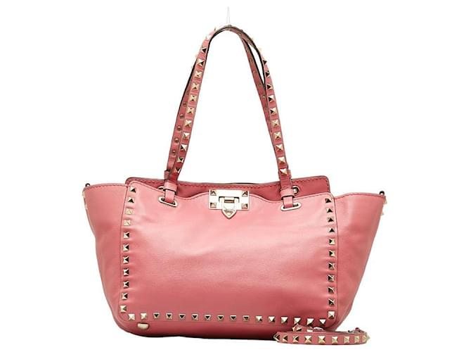 Valentino Leather Rockstud Tote Bag Pink Pony-style calfskin  ref.1309669