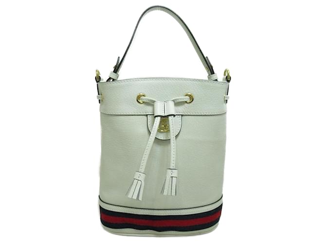 Gucci GG Marmont Leather Ophidia Bucket Bag White Pony-style calfskin  ref.1309712