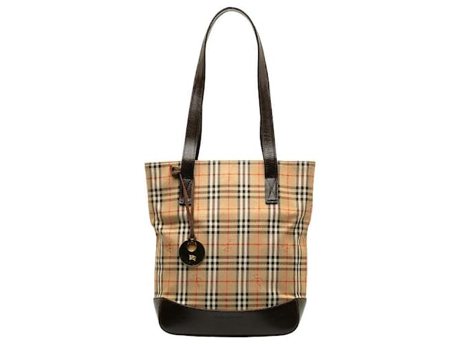 Burberry Haymarket Check Handbag Brown Cloth  ref.1309748