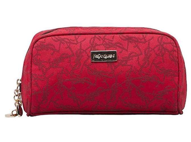 Yves Saint Laurent Monogram Printed Canvas Pouch Red Cloth  ref.1309771