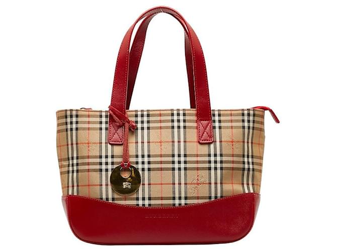Burberry Haymarket Check Canvas Handbag Brown Cloth  ref.1309840