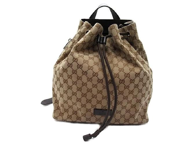 Gucci GG Canvas Drawstring Backpack Brown Cloth  ref.1309852