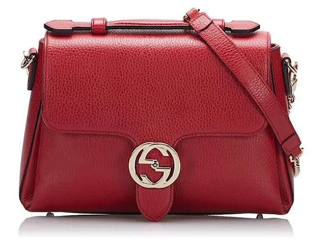 Gucci Umhängetasche aus ineinandergreifendem G-Leder Rot Kalbähnliches Kalb  ref.1309854