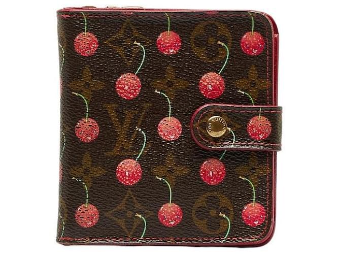 Louis Vuitton Kompakte, zweifach faltbare Brieftasche mit Monogramm „Cherry“ Braun  ref.1309952