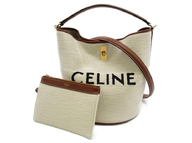 Céline Canvas Bucket Bag White Cloth  ref.1310021