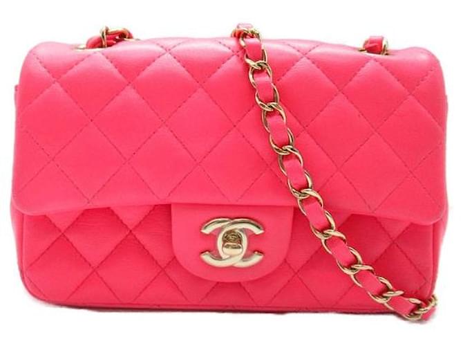Chanel CC Mini Classic Square Single Flap Pink Lambskin  ref.1310027