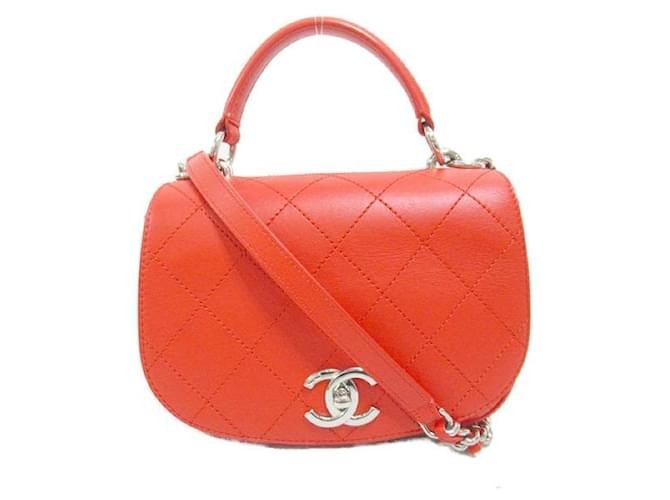 Chanel Bolso CC Ring My Bag con solapa Roja Cuero  ref.1310030