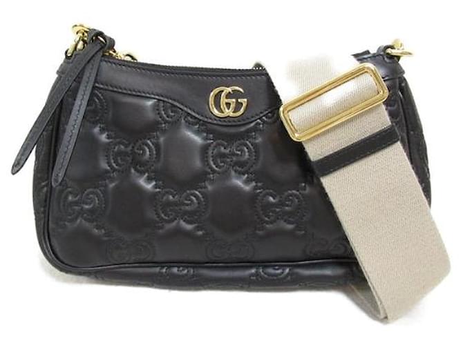 Gucci Leather GG Matelasse Shoulder Bag Black Lambskin  ref.1310068