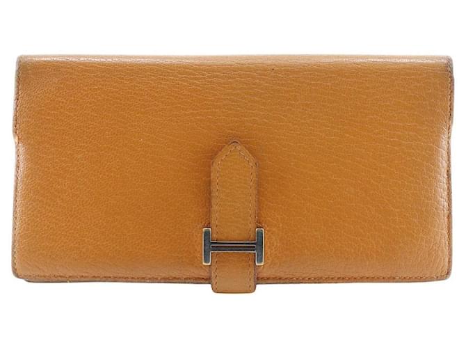 Hermès Bearn Classic Wallet Orange Pony-style calfskin  ref.1310077