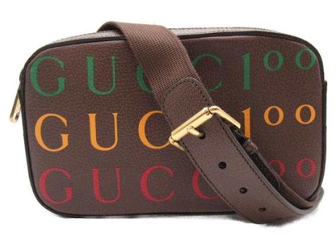 Gucci Marsupio in pelle con logo Marrone  ref.1310122