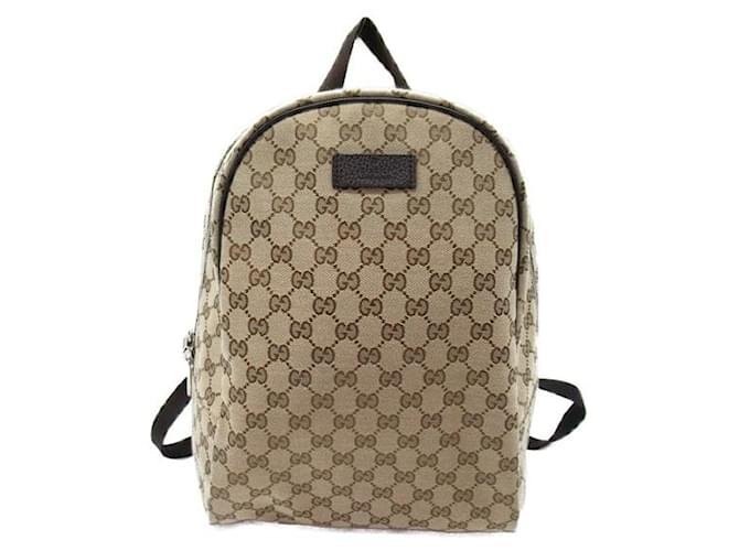 Gucci mochila de lona con GG Castaño Lienzo  ref.1310128