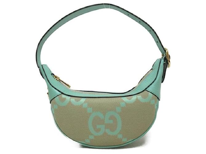 Gucci Jumbo-Mini-Ophidia-Tasche aus GG-Canvas Grün Leder  ref.1310129