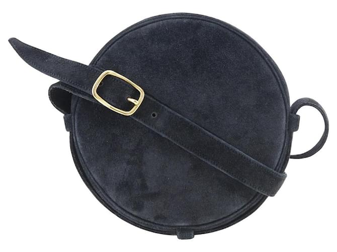 Hermès Suede Round Crossbody Bag Black  ref.1310137
