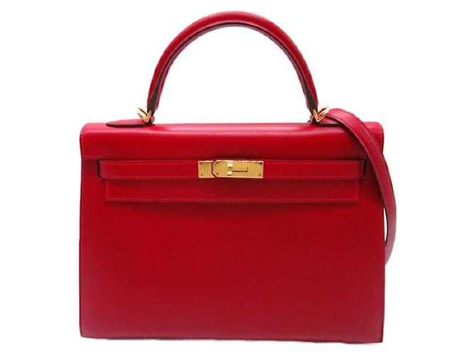 Hermès Box Kelly 32 Red Pony-style calfskin  ref.1310242