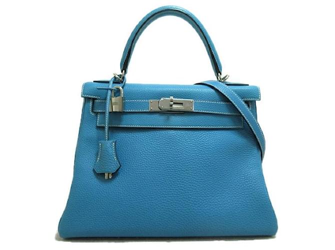 Hermès Togo Kelly 28 Blue Leather  ref.1310243
