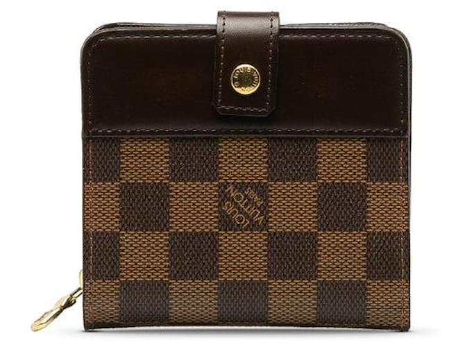 Louis Vuitton Cartera compacta Damier Ebene Zippy Castaño  ref.1310261