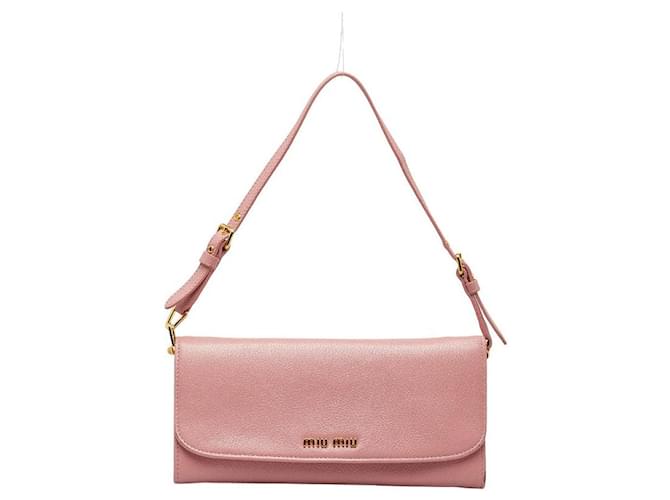 Miu Miu Leather Wallet On Chain Pink Pony-style calfskin  ref.1310325