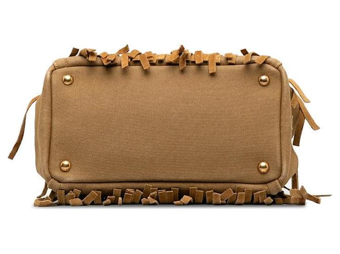 Prada Fringe Canapa Handbag Brown Cloth  ref.1310347