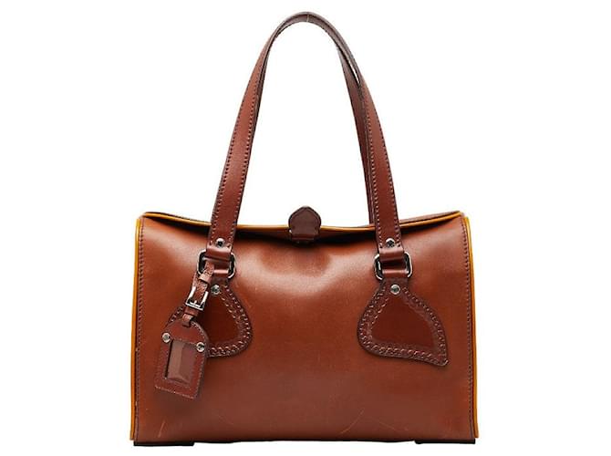 Prada Leather Handbag Brown Pony-style calfskin  ref.1310362