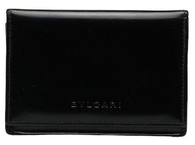 Bulgari Leather Card Case Black Pony-style calfskin  ref.1310416