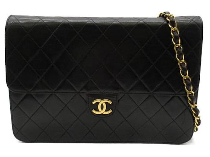 Chanel CC Matelasse Umhängetasche mit Klappe und Kette Schwarz Lammfell  ref.1310431