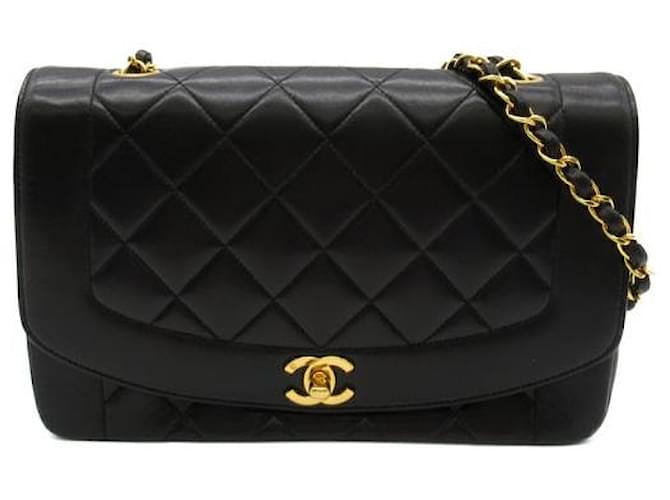 Chanel Diana Flap Crossbody Bag Black Lambskin  ref.1310435