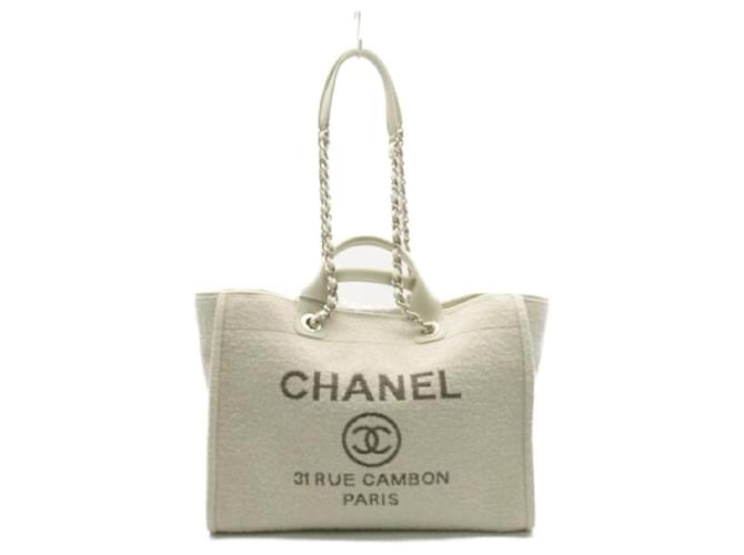Chanel Cabas Deauville moyen Toile Blanc  ref.1310438