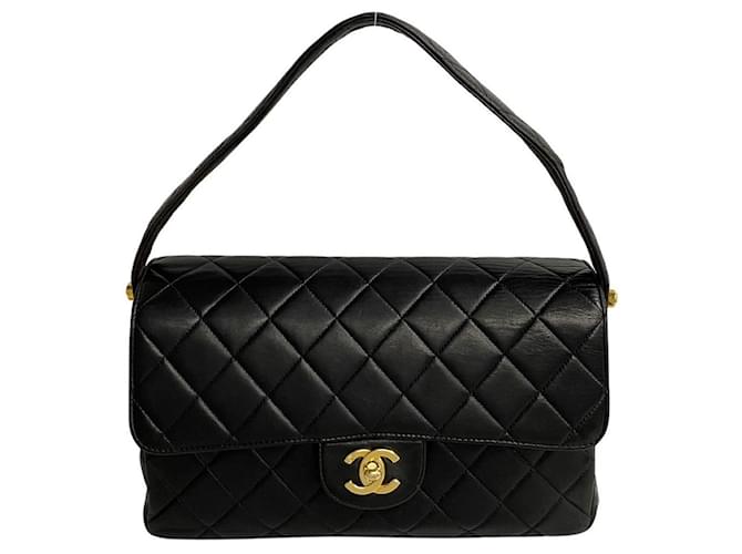 Chanel Gesteppte klassische CC-Handtasche Schwarz Lammfell  ref.1310445