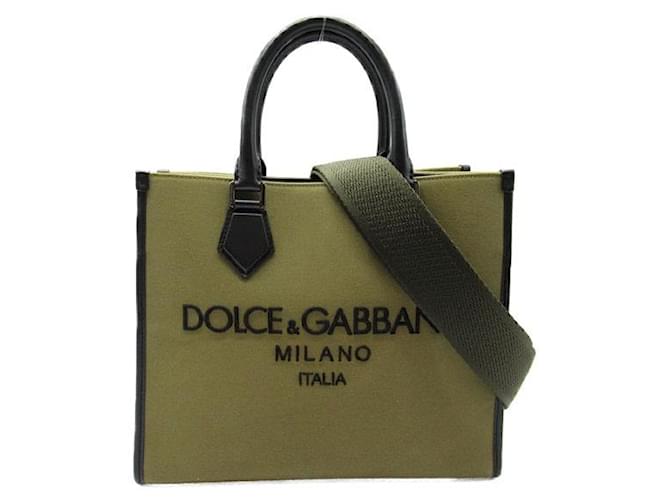 Dolce & Gabbana Edge Einkaufstasche Grün Leinwand  ref.1310452
